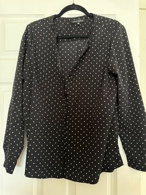 Black Polka Dot buttoned Blouse